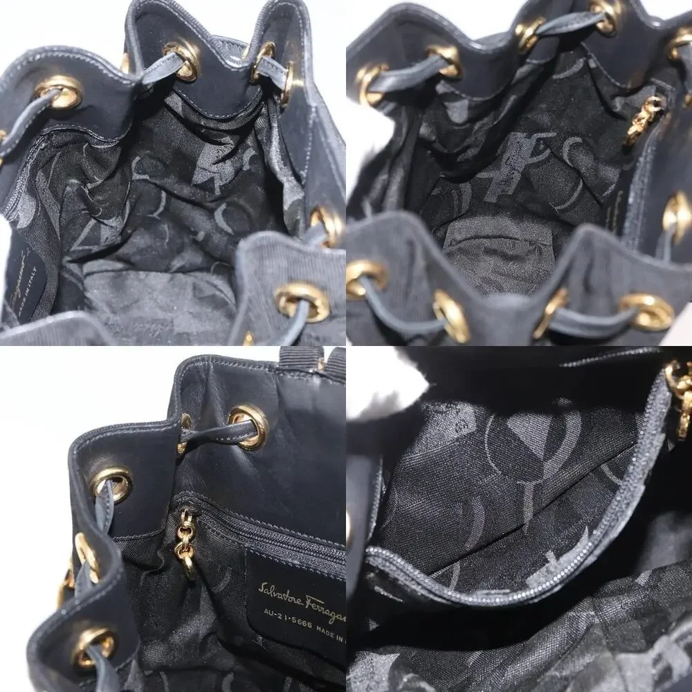 Salvatore Ferragamo Vara Chain Backpack Black